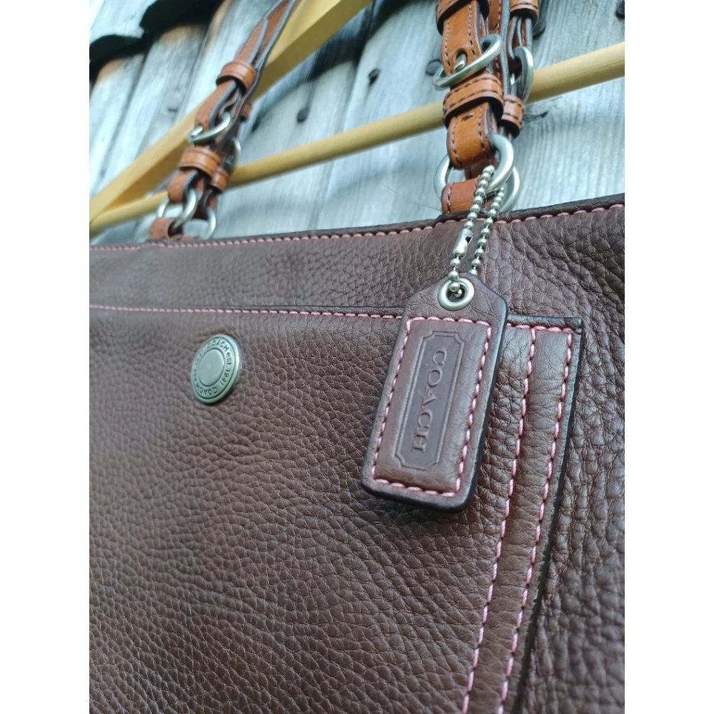 Vintage Y2k Coach Chelsea shoulder bag brown pink cowhide leather & hangtag